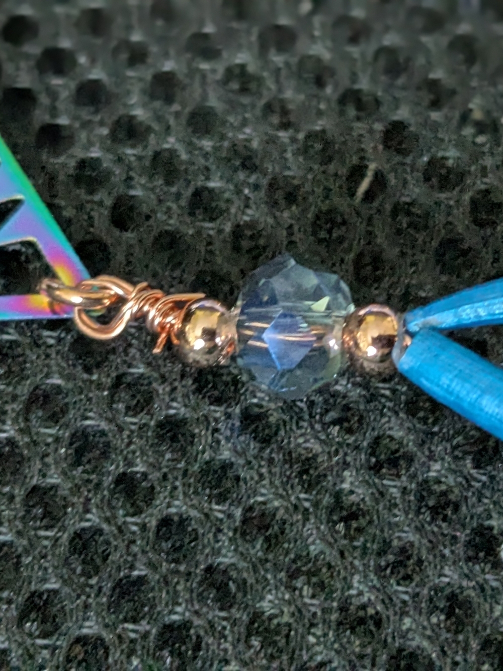 Holographic Mirror Blue & Purple Geometric Tribal Dangle Earrings - Picture 4 of 6
